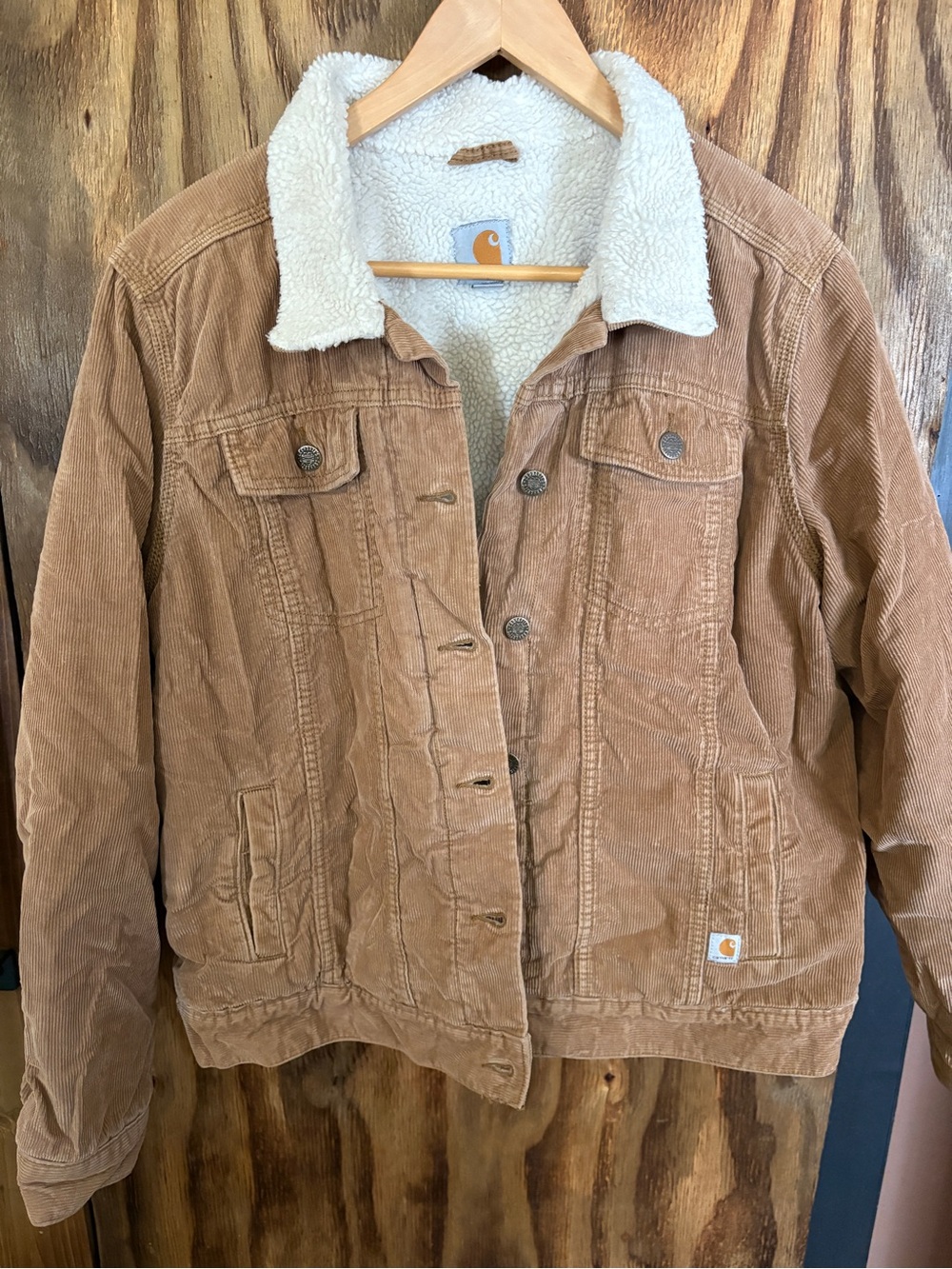 Carhartt Women's Tan Corduroy Sherpa-Lined Utility Jacket